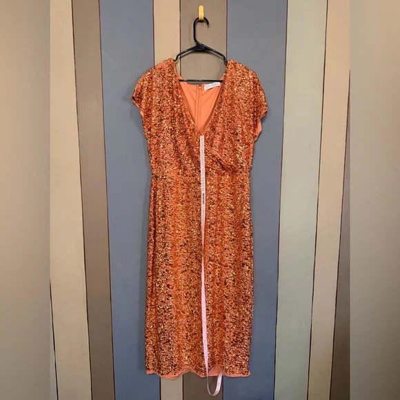 Mac Duggal (10766) Short Sleeve Cocktail Dress-NWT-Size 14-Copper - Picture 3 of 13